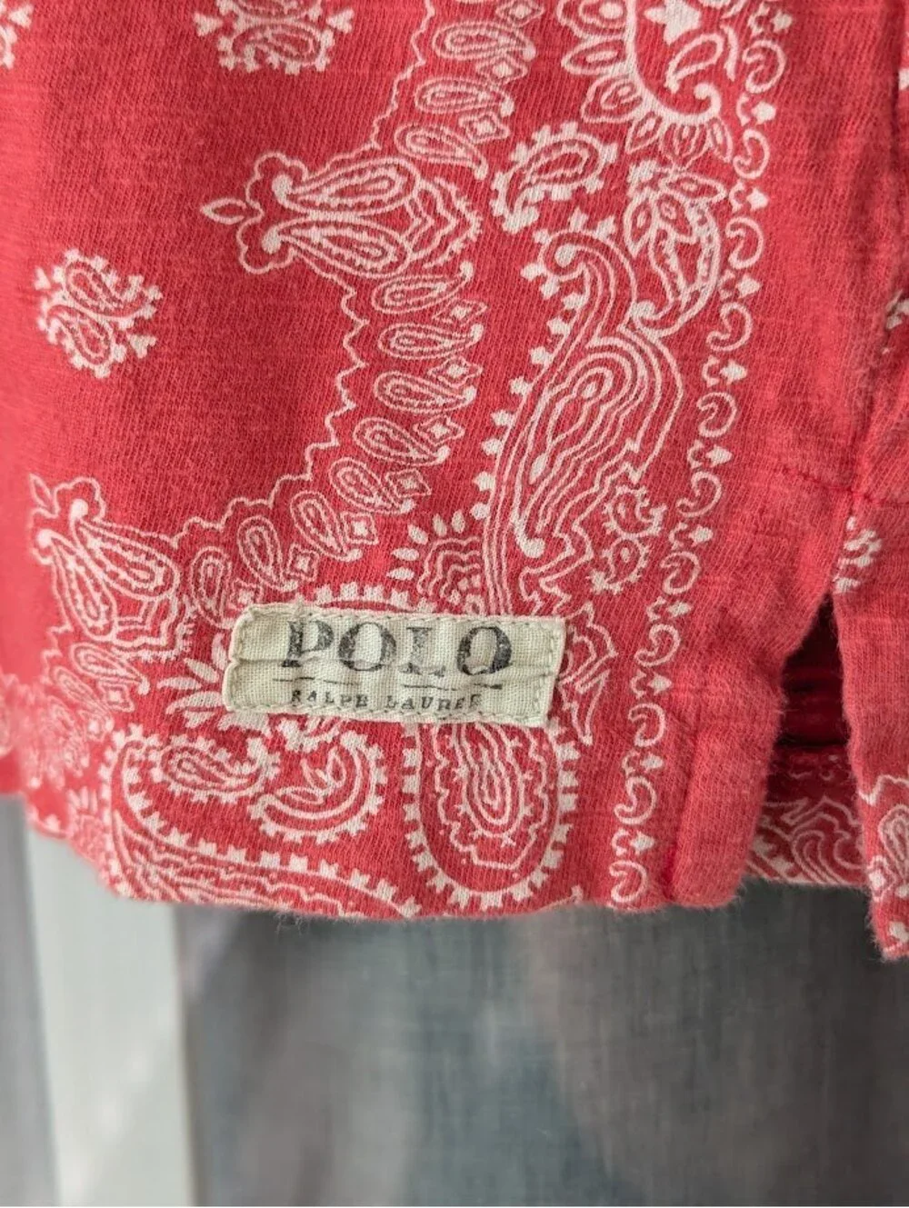 Polo Ralph Lauren Bandana Print Polo Shirt Youth M 10-12 Red Paisley Tee 16x22